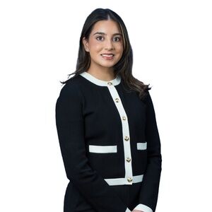 Chic Black and White Women's sweater Blazer with Gold Accents